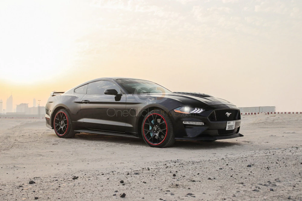 Black Ford Mustang EcoBoost Coupe V4 2018 for rent in Dubai 5